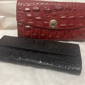 Veari genuine alligator crocodile envelope clutch black and red  & the red one